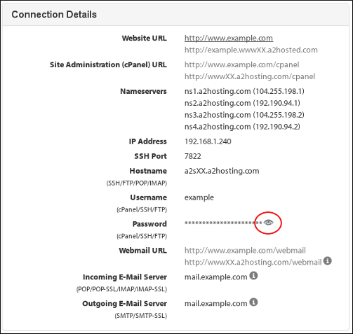 Customer Portal - Shared Hosting - Connection Details