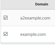 Domains are selected by checking the box at the left of each domain.