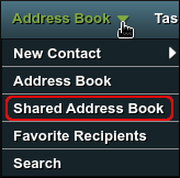 Horde webmail - Address Book menu - Shared Address Book