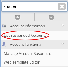 WebHost Manager - List Suspended Accounts