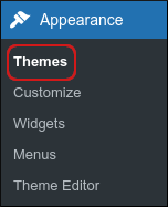 WordPress sidbar - Appearance - Themes menu