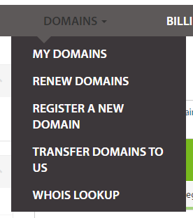 Domain dropdown in customer portal